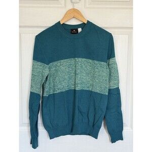 PS Paul Smith Color Block Cotton Blend Sweater Size Small Turquoise Blue